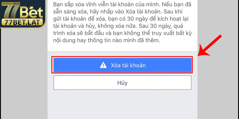 Định nghĩa cách xóa tài khoản 77Bet